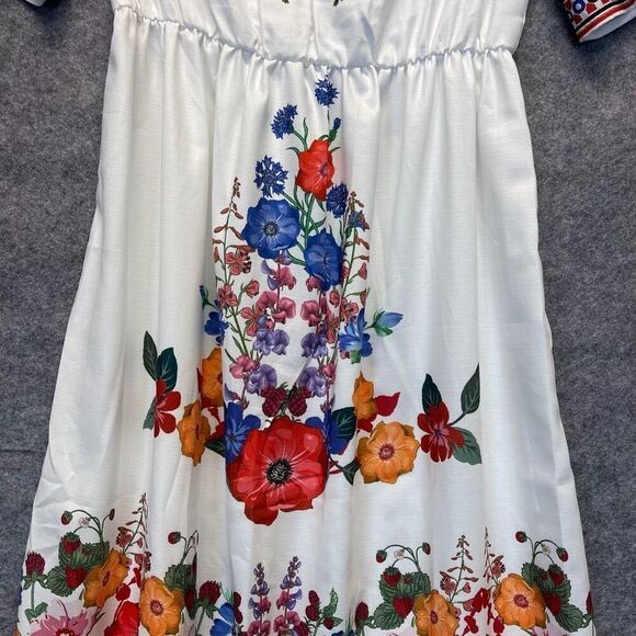NWT Emery Rose Dress Women's Small White Floral Boho Short Sleeve A-Line V-Neck - Picture 16 of 16